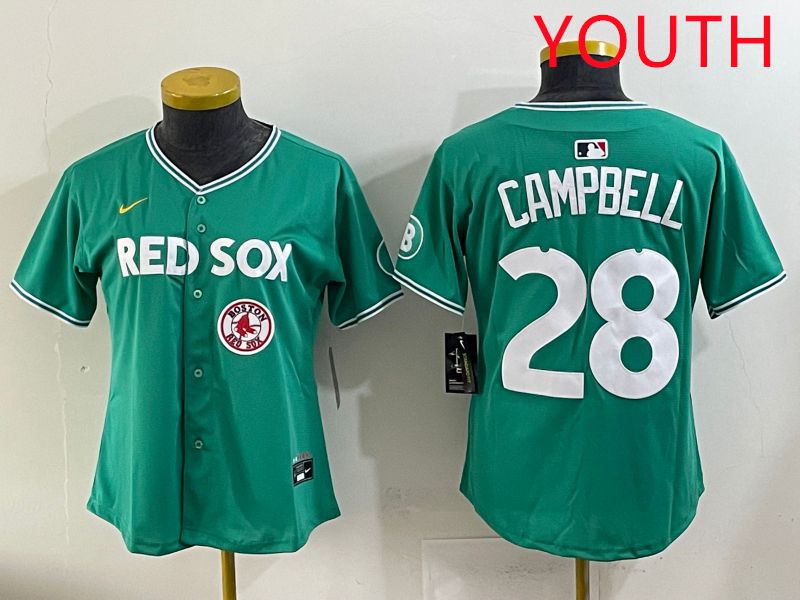 Youth 2025 Boston Red Sox 28 Campbell Dark Green Joint Name Nike MLB Jersey style 10
